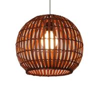 Gerenecic Suspension dôme en bambou faite Main | Lustre Rustique bohème, culot E26, Lampe sphérique suspendue pour décoration de Style campagnard et japonais (Marron, 50 cm)
