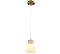 Gerenecic Suspension en albâtre - Lustre en marbre Blanc avec finition en laiton brossé, plafonnier réglable pour Salle à Manger, îlot de Cuisine, Chambre à Coucher