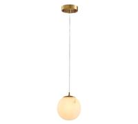 Gerenecic Suspension en marbre Style milieu de siècle avec abat-Jour en albâtre Naturel et finitions en laiton Mat - Lustre à Hauteur réglable pour îlot de Cuisine
