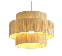 Gerenecic Suspension en Osier tressé fait Main - Lustre scandinave E27 pour îlot de Cuisine et décoration intérieure