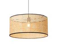 Gerenecic Suspension en rotin fait Main - Lustre Vintage en bambou pour décoration intérieure, douille E27, luminaire suspendu réglable (35 cm)