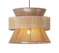 Gerenecic Suspension en rotin tressé à la Main | Lustre réglable en Corde de chanvre pour îlot de Cuisine et Salon, Compatible avec Les ampoules Edison E26, décoration nordique