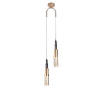 Gerenecic Suspension Moderne en verre à bulles - Lustre linéaire Noir et Doré 5 W pour Salle de Bain, Cuisine, Salle à Manger, Hall d'entrée et escalier (2 lumières)