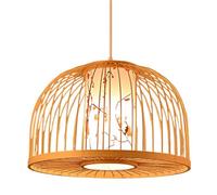 Gerenecic Suspension Rustique en bambou et rotin - Lustre de Style Chinois pour Chambre, Cuisine et entrée (C)