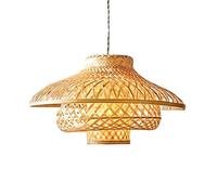 Gerenecic Suspension Vintage côtière - Lustre en rotin tissé à la Main pour Salle à Manger, plafonnier Rustique, décoration d'intérieur, 1 paquet