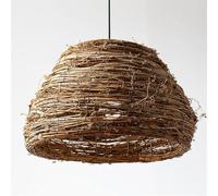 Gerenecic Suspension Vintage en bambou et rotin - Lustre industriel rétro pour Maison et Café, culot E27, plafonnier Naturel fait Main
