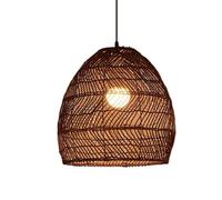 Gerenecic Suspension Vintage en rotin - Lustre bohème réglable pour îlot de Cuisine, Salle à Manger, Chambre et Couloir. Design Rustique en Panier tressé Marron (Marron, 45 cm).