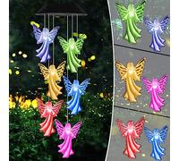 Gerhannery Scacciapensieri a energia solare, regalo per la festa della mamma, lampada a LED, luce solare, vento, a spirale, spinner color changing Garden Lamp (sfera bianca) (angelo)