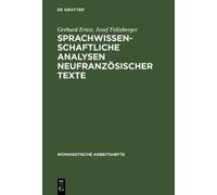 Gerhard Ernst Jose Sprachwissenschaftliche Analysen Neufranzö (Copertina rigida)