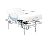 Geriafy - Letto Elettrico Regolabile in Altezza | Materasso in Memory Foam da 20 cm e Fodera Tencel | Sponde Letto Abatibili | Telecomando Wireless (80x190 cm)