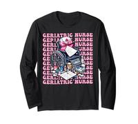 Geriatric Nurse Nursing Geriatria Ragazza Coquette Bow Rosa Maglia a Manica