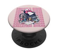 Geriatric Nurse Nursing Geriatria Ragazza Coquette Bow Rosa PopSockets PopGrip Adesivo