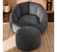 Gericco Poltrona a sacco gigante per interni, per adulti, comoda, rotonda, morbida, oversize, comoda, per soggiorno, camera da letto e sale giochi, grigio