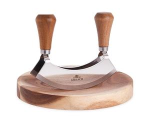 Gerlach Coltello per erbe naturali con tagliere in legno Gadget da cucina con tavola in legno