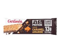 Gerlinéa Fit&Protein - Barretta proteica sapore caramello mandorle - senza zuccheri aggiunti - Proteine dopo lo sport - 1 barretta