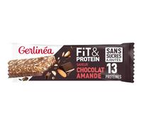 Gerlinéa Fit&Protein - Barretta proteica sapore cioccolato mandorle - senza zuccheri aggiunti - Proteine dopo lo sport - 1 barretta