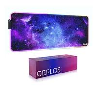 Gerlos Tappetino per mouse da gioco grande, con LED morbido, base in gomma antiscivolo, resistente all'acqua, tappetino per mouse per computer, 80 x 29 cm