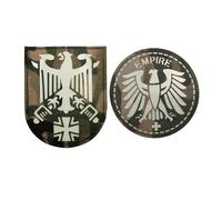 German Eagle - Toppe tattiche mimetiche, fosforescenti al buio, riflettenti, retro con gancio, confezione da 2