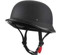 German Helmet,Adult Summer Handmade Personality Vintage Black Half Helmet, DOT Approved Motorcycle Cruiser Scooter Cool Helmet For Men And Women B,M/(57~58cm)