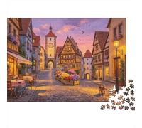 German Old Town Jigsaw Puzzle 1000 Pezzis Materiale Riciclato Medieval Village Puzzles per Bambini dai 6 Anni in Su Divertente e Stimolante Family Game Activity 52x38cm/1000pcs