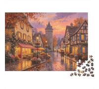 German Old Town Puzzle 1000 Pezzis Recycled Medieval Village Senior Puzzles Party Game Props Ottima Idea Regalo for Family And Friends Birthdays 52x38cm/1000pcs