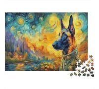 German Shepherd 1000 Piece Adult Jigsaws German Shepherd Profile Educational Games Suitable for Decompression 38x26cm/1000pcs