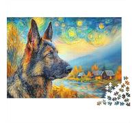 German Shepherd 1000 Piece for Adults Kids German Shepherd in Art Fun Present Activity for Home Wall Decor 38x26cm/1000pcs