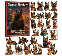 German Shepherd Advent- Calendar, 2D Acrylic Dog Decor, Christmas Countdown | 24 Day Holiday Countdown, German Shepherd Ornament, Festive Display Decor, Adds Seasonal Cheer To Home Living Room Family