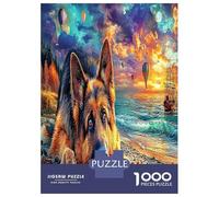 German Shepherd Beach 1000 Pezzi German Shepherd at Sunset by The Sea Puzzle Giocattoli Puzzle Per Gioco Familiare Decorazione Della Famiglia Per Bambini E Adulti Regali Regalo Educativo 70x50cm/1000p