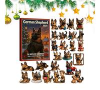 German Shepherd Christmas Advent Countdown - Dog Charm pendente decorativo | 2D Acrilico Dog Christmas Decor | 24 Days Animal Ornament Countdown Calendar for Home Living Room Decoration