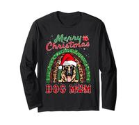 German Shepherd Christmas Santa Dog Mom Boho Rainbow Xmas Maglia a Manica