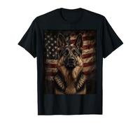 German Shepherd Dog American Flag Patriotic Design Maglietta
