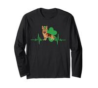 German Shepherd Dog Heartbeat Leprechaun Hat St Patricks Day Maglia a Manica