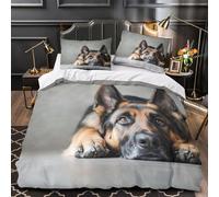 German Shepherd Dog Set Di Copripiumino 3 Pezzi ultra microfibra stampa 3D con cerniera Cute Pet Set Di Copripiumino con federa per cuscini traspirante ultra morbido for adulti Super king（260x220cm）