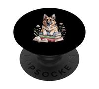 German Shepherd GSD Bookworm Flowers Book Reading Books PopSockets PopGrip Adesivo