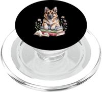 German Shepherd GSD Bookworm Flowers Book Reading Books PopSockets PopGrip per MagSafe