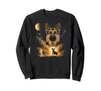 German Shepherd Howling to The Moon Vintage Dog Graphic Felpa
