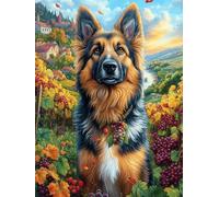 German Shepherd in A Flower Meadow Rompicapo 300 Pezzi Per Creatività Bambini Wildlife Pet Cartone Spesso Tema Fantasy Per Passatempo Creativo Attività Educativa Con Poster Incluso 300 PCS