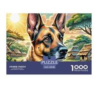 German Shepherd in African Village Pezzi Tagliati Precisamente Cartone Ecologico, Ideale Per Ridurre Stress E Calma Mentale Quotidiana 52x38cm/1000pcs