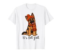 German Shepherd It's Fall Y'All Maglietta