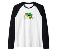 German Shepherd Leprechaun Hat Dog Heartbeat St Patricks Day Maglia con Maniche Raglan