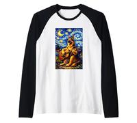 German Shepherd Playing Guitar Whimsical Art Music Camping Maglia con Maniche Raglan