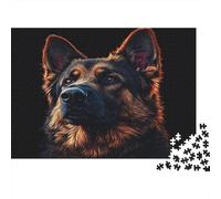 German Shepherd Portrait-Digital Art Style Adult Challenging Puzzle Games German Shepherd Portrait for Women Gifts for Men Age 14 Years Up 70x50cm/1000pcs