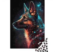 German Shepherd Puzzle 1000 Pezzi Carta per Adulti Arte Sci Fi Vista Notturna Gioco di Puzzle 1000 Pezzi Decorazione Casa 70x50cm/1000pcs