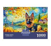 German Shepherd Puzzle in Cartone Extra Spesso Per Adulti, Smiling Pet Dog, Ultra Difficile, Allenamento Mentale, Regalo Divertente, Attività, Decorazione 38x26cm/1000pcs