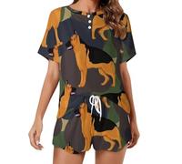 German Shepherd - Set pigiama da donna a maniche corte e pantaloncini, 2 pezzi, Stile:, S