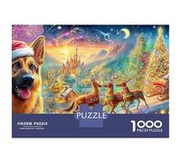German Shepherd with Santa's Sleigh Puzzle Da 1000 Pezzi Ottimo Regalo Per Bambini E Adulti 52x38cm/1000pcs