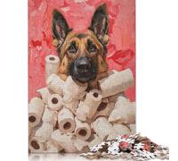 German Shepherd with Toilet Paper Painting German Shepherd Toilet Paper Print Puzzle Impossibili 1000Pcs Decorazione Per La Casa. Giochi Rilassamento E Intelligence Per Adulti E Bambini Da 12 Anni