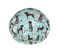 German Shorthaired Arcobaleni Unicorni Cuffia da Impermeabile, Cuffia Elastica per Capelli da Bagno Protezione Ambientale Cuffia da Bagno per Capelli, Doppio Strato Impermeabile Cappello da D