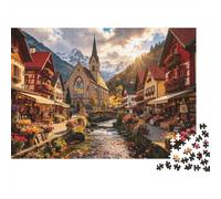 German Town Puzzles 1000 Pezzi Materiale riciclato Alpine Village Church Puzzles per adulti Developing ragazzi e ragazze‘s Intelligence Parent Child gioco Activity 70x50cm/1000 pezzi